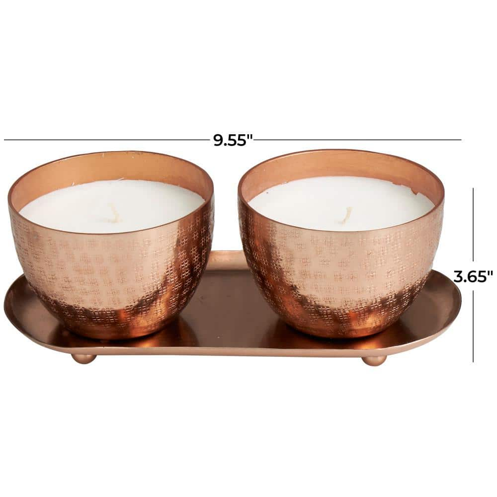 CosmoLiving by Cosmopolitan Copper Sauvignon Blanc Scented Grid Patterned 10 oz 1 Wick Candle with White Wax (Set of 2)