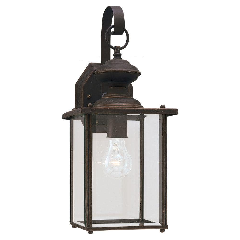 Jamestown 1-Light Antique Bronze Outdoor 17 in. H Traditional Wall Lantern 