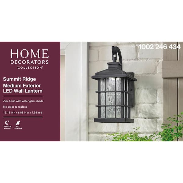 Home Decorators Collection Summit Ridge Zinc Integrated LED Small Wall Lantern 