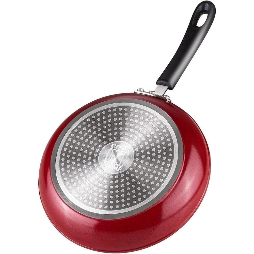 12-Piece Red Marble Nonstick Aluminum Cookware Set
