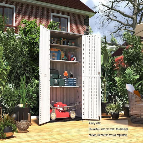 Decksplore 515 Gal. Deck Box White Double-Layered Outdoor Storage
