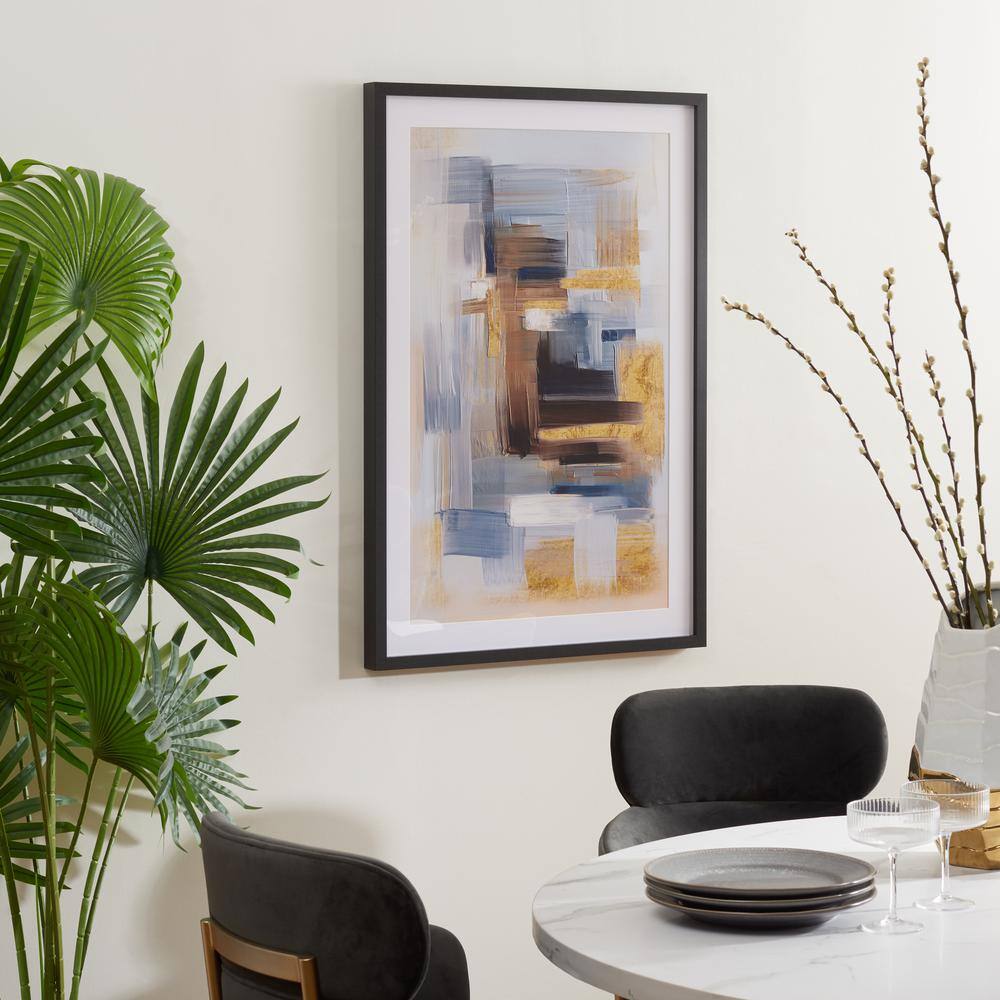 Harmony 24" x 36" Blue and Gold Abstract Canvas Painting
