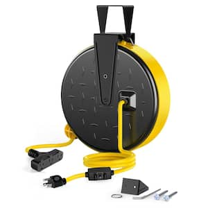 30 ft. Heavy Duty SJTW Power Cord 16 / 3 Gauge 10 Amp Retractable Extension Cord Reel with 3 Outlets