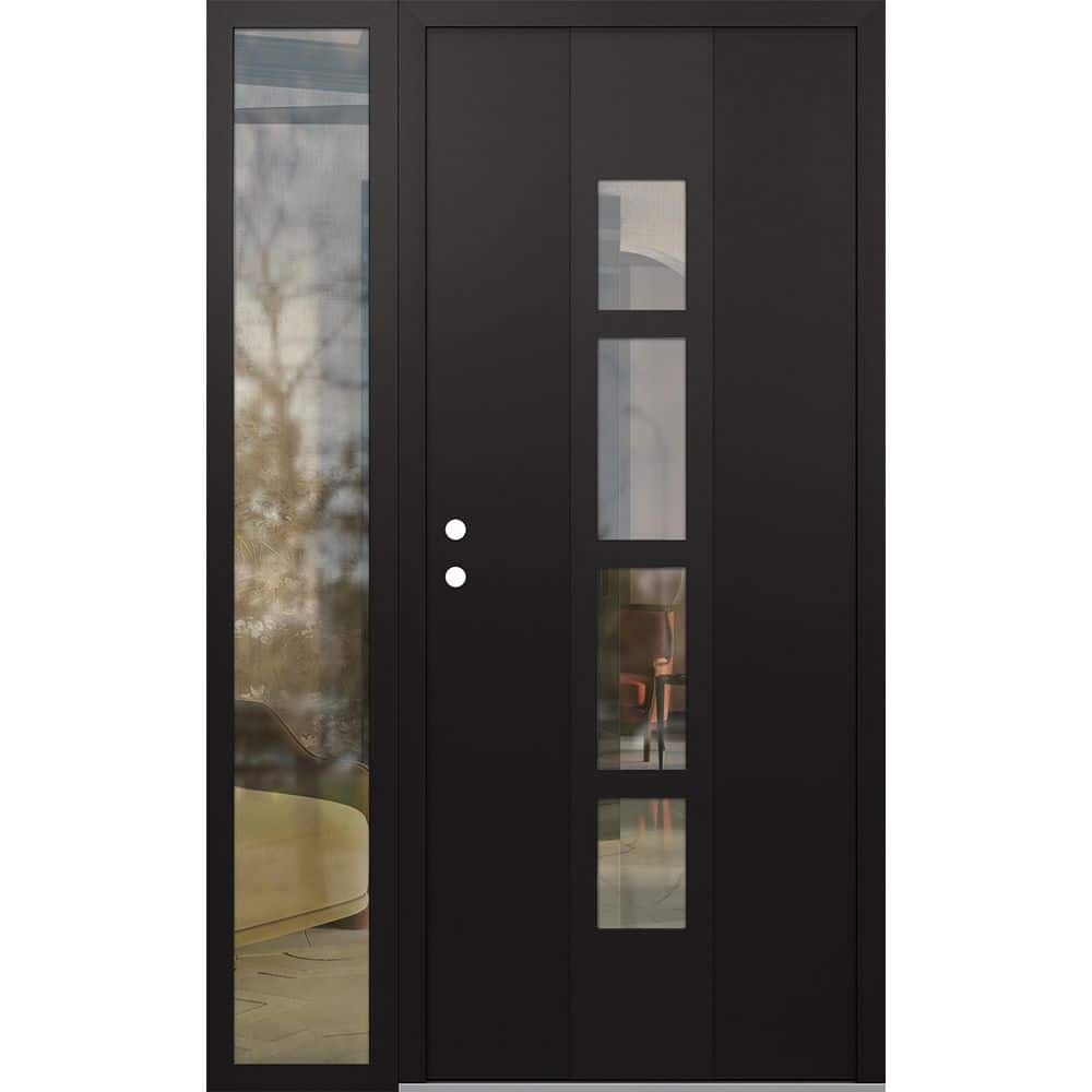 A10 52 in. x 80 in. Black P Right-Hand/Inswing Clear Glass Black/Black Sidelite Steel Prehung Front Door price history on PriceWatchPro