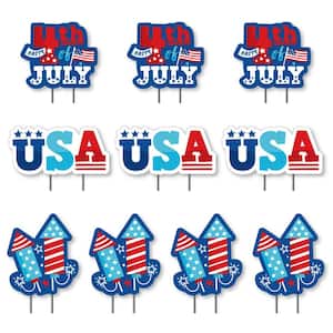 Firecracker 4th of July - USA Firecracker Lawn Decor - Outdoor Red, White & Royal Blue Party Yard Decorations (10-Piece)