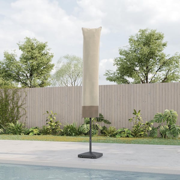 Sonkuki Fit for 7.5 ft. to 11 ft. Waterproof Outdoor Parasol Deck Umbrella Cover in Beige and Khaki