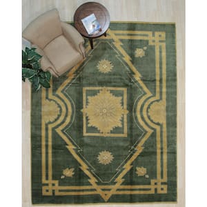 10 ft. x 14 ft. Green/Yellow Stylish and Durable Hand-Knotted Traditional Ningxia Rectangle Wool Area Rugs