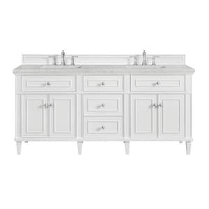 Lorelai 72.0 in. W x 23.5 in. D x 34.06 in. H Double Bathroom Vanity in Bright White & Eternal Jasmine Pearl Quartz Top