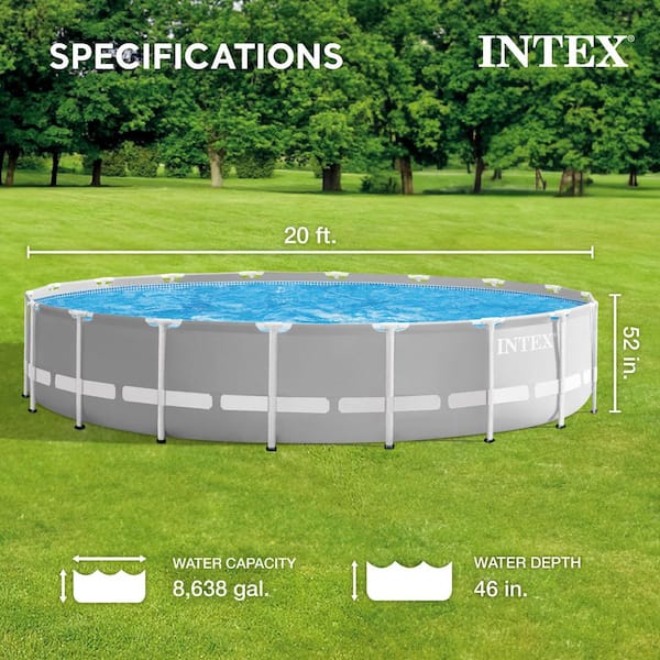 Prism 20 ft. Round 52 in. Deep Above Ground Pool Set