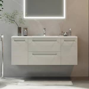 Silhouette 48 in. W x 18 in. D x 20 in. H Single Sink Bath Vanity in W/Chocolate with White Cultured Marble Top in White