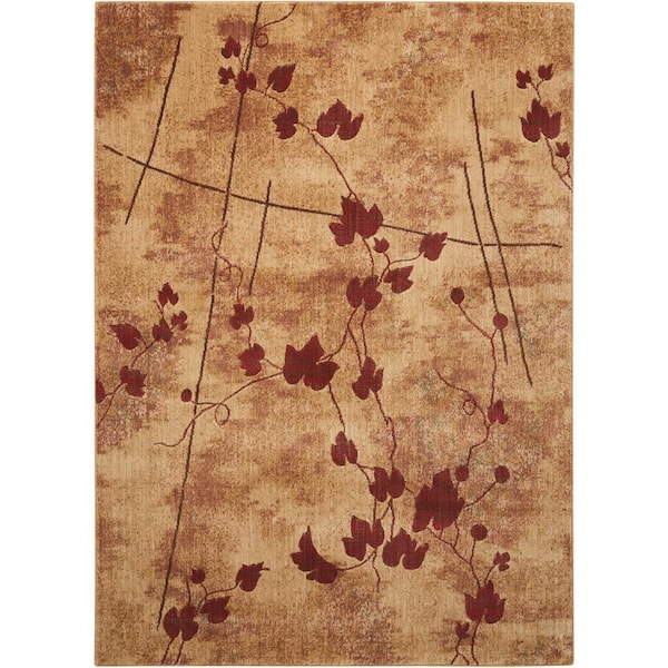 Nourison Somerset Latte 5 ft. x 8 ft. Botanical Contemporary Area Rug