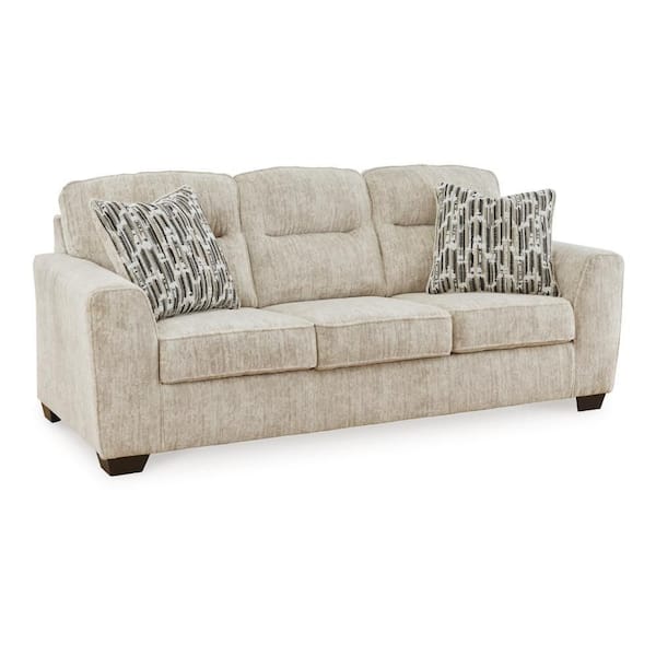 Charlie 90 in. Straight Arm Polyester Rectangle Sofa in Parchment White and Black