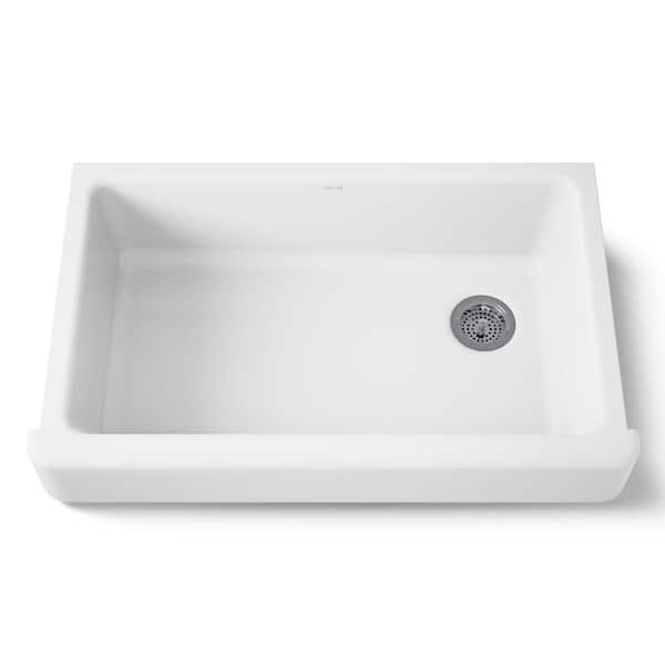Whitehaven Farmhouse Apron Front Self-Trimming Cast Iron 36 in. Single Bowl Kitchen Sink in White