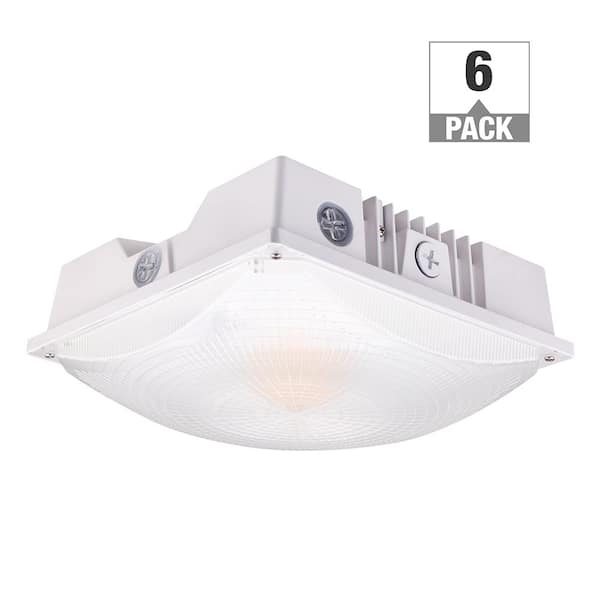 ETI LIGHTING 200- Watt Equivalent 3100-8700 Lumens White Integrated LED Canopy Light 120-277V Adjustable CCT Dimmable (6-Pack)