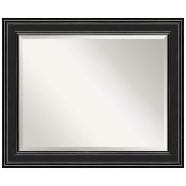 Amanti Art Ridge Black 33.5 in. H x 27.5 in. W Framed Wall Mirror