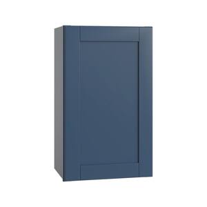 Contractor Express Cabinets Arlington Vessel Blue Plywood Shaker Stock Assembled Wall Kitchen Cabinet Soft Close Left 21 in W x 12 in D x 30 in H