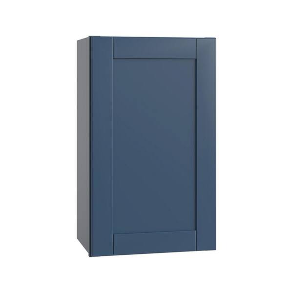 Contractor Express Cabinets Arlington Vessel Blue Plywood Shaker Stock Assembled Wall Kitchen Cabinet Soft Close Left 21 in W x 12 in D x 30 in H