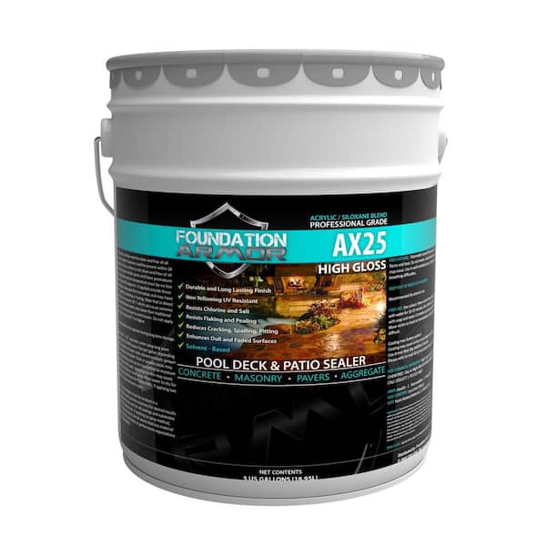 Foundation Armor 5 gal. Siloxane Infused Solvent Based High Gloss Acrylic Concrete Sealer, Paver Sealer and Pool Deck Sealer