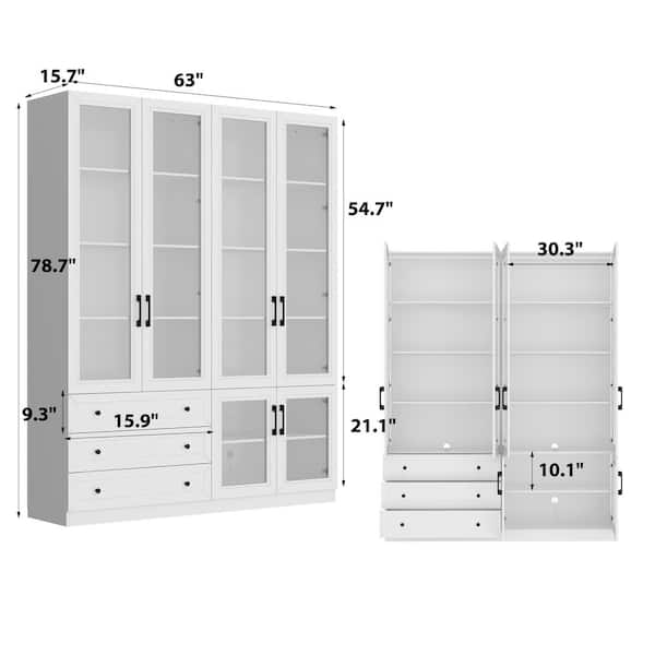 FUFU&GAGA 78.7 in. Tall White Paint Finish Wood 10-Shelf