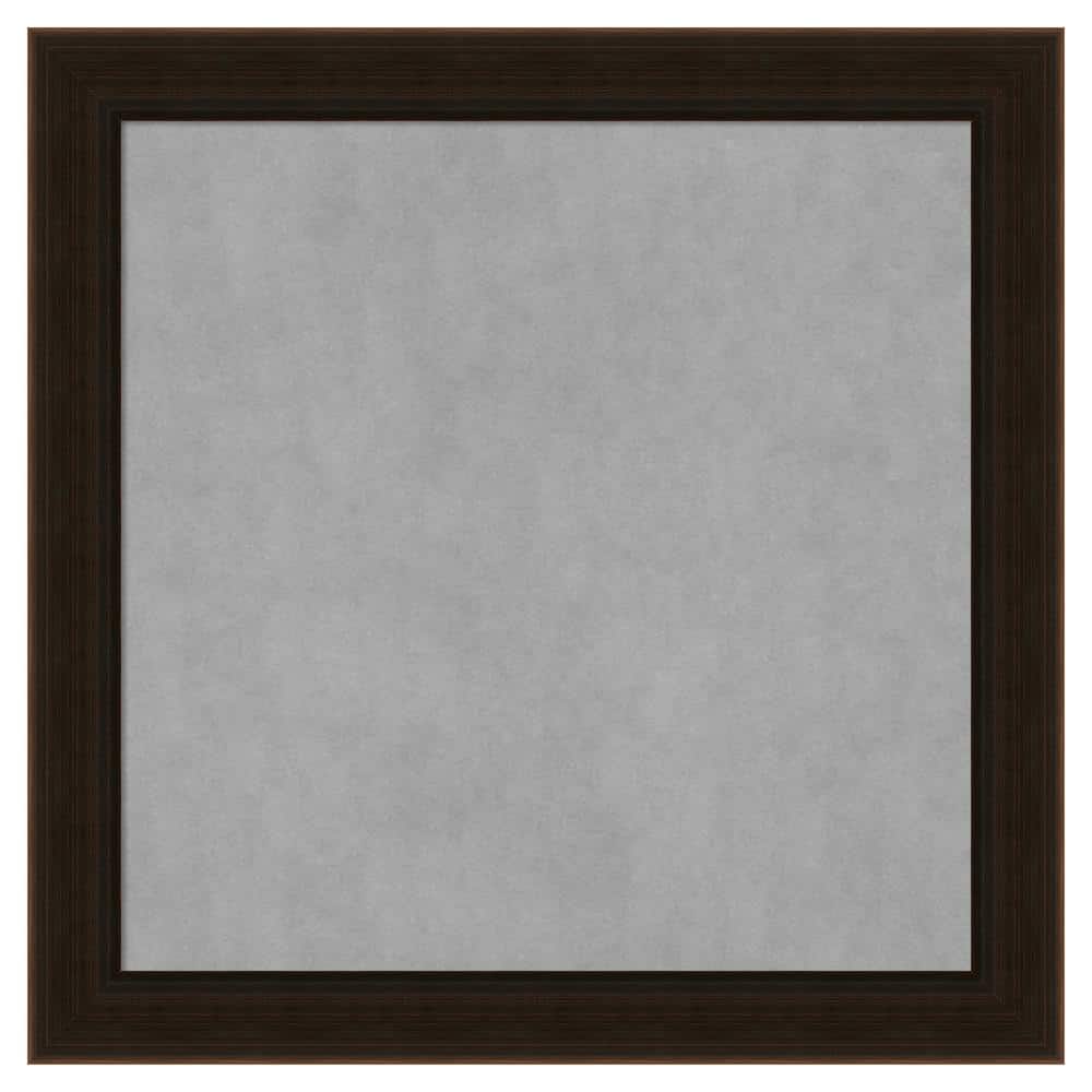 Espresso Brown Wood Framed Grey Metal Magnetic Board 12x12