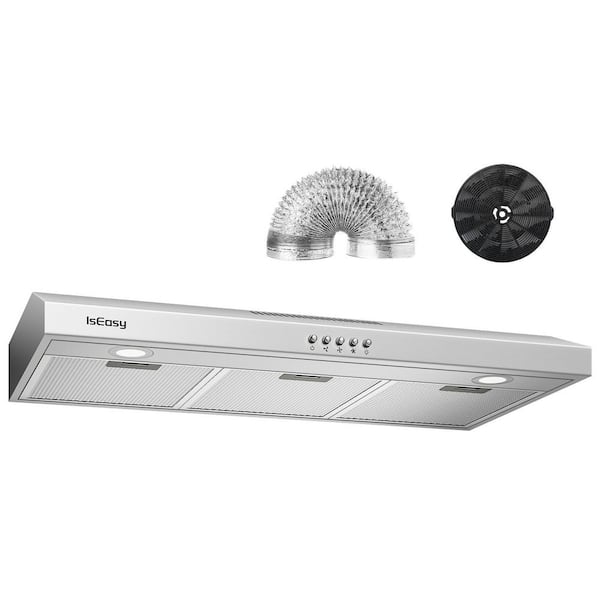 IsEasy 36 in. 250-CFM Convertible Under Cabinet Range Hood in Stainless Steel with 3-Speed Fan and 2-LED Lights