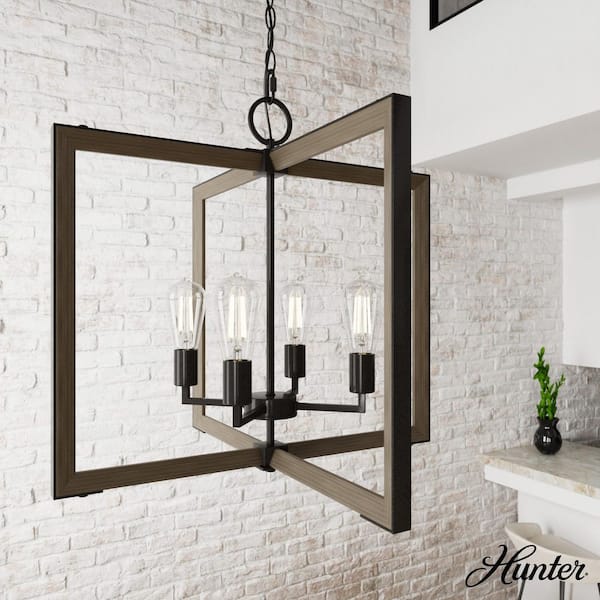 Hunter Woodburn 4-Light Noble Bronze Lantern Pendant Light