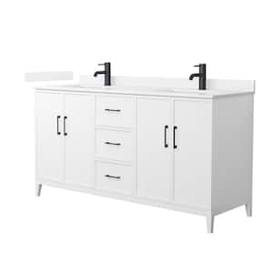 Elan 66 in. W x 22 in. D x 35 in. H Double Bath Vanity in White with White Quartz Top