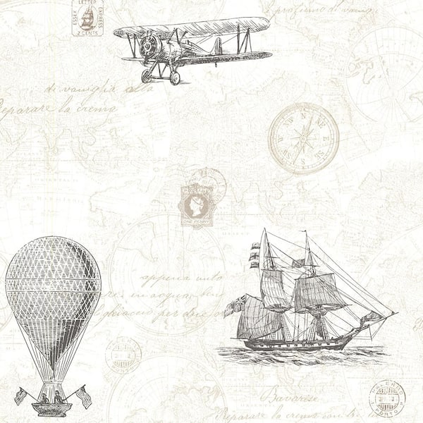 Beacon House Explorer Fog Antique Map Fog Wallpaper Sample