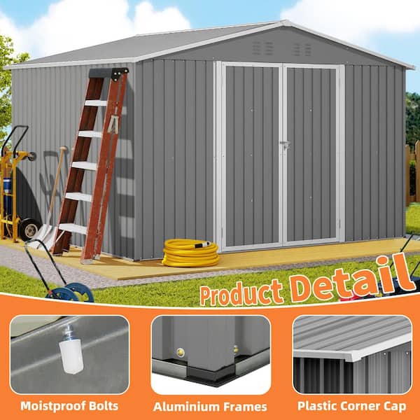 ToolCat 10 ft. W x 8 ft. D Outdoor Metal Storage Shed with