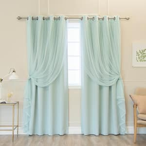 Mint Panels with Mint Tulle Solid Grommet Blackout Curtain - 52 in. W x 84 in. L (Set of 4)