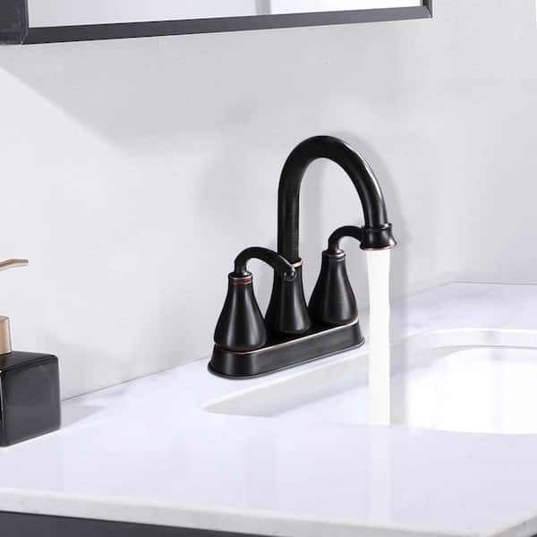 Cortney 4 in. Centerset Double Handle High-Arc Bathroom Faucet Combo Kit with Pop-up Drain Assembly in Oil Rubbed Bronze