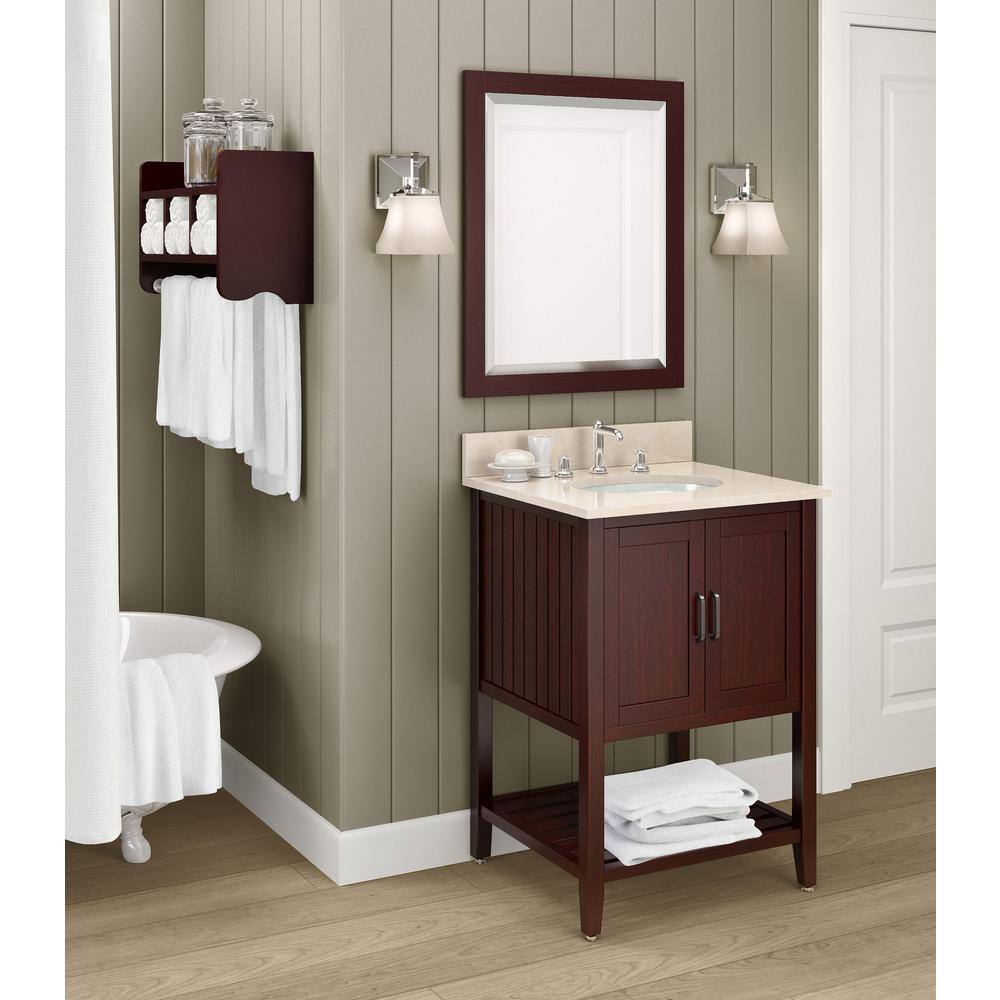 Espresso Beveled Glass 24" x 30" Wood Bathroom Vanity Mirror