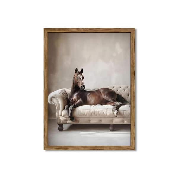 Funny Horse Series Framed Canvas Wall Art Print Vintage Western Animal Art Print 12 in. x 16 in.