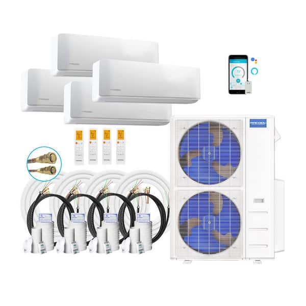 DIY 5thGen 48K BTU 4 Ton 5 Zone 21.8 SEER2 Ductless MiniSplit AC and Heat Pump with (4)9K,12K and 16,25,25,50,50ft Lines