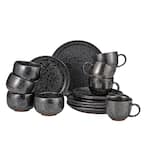 Volcanic 16-Piece Casual Black Stoneware Dinnerware Set (Service for 4)