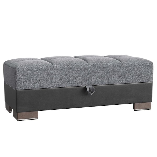 Ottomanson Basics Collection Grey/Black Ottoman With Storage