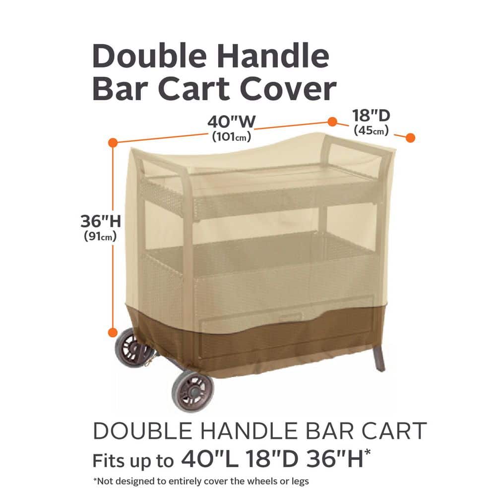 Beige and Brown Water-Resistant Polyester Double Handle Bar Cart Cover