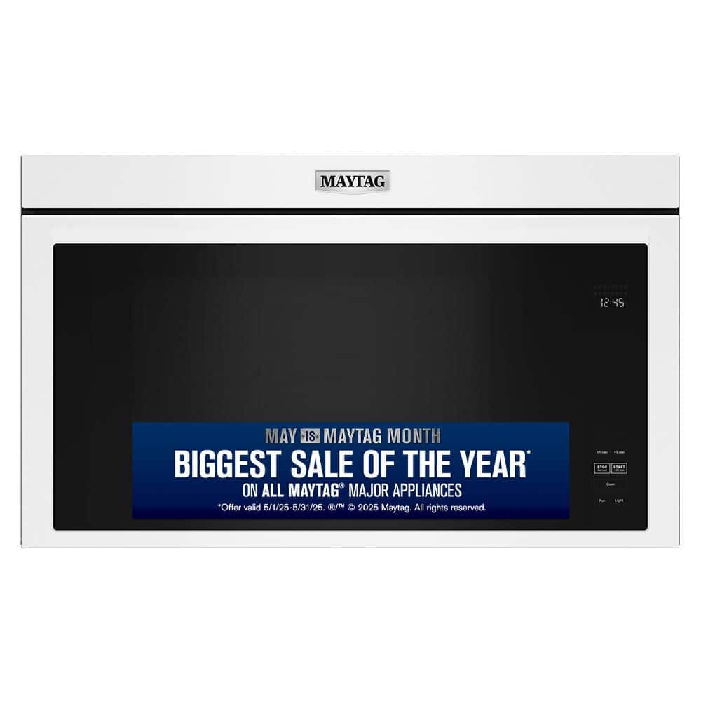 30 in. W 1.1 cu. ft. White Flush Built-In 1000-Watt Over the Range Microwave