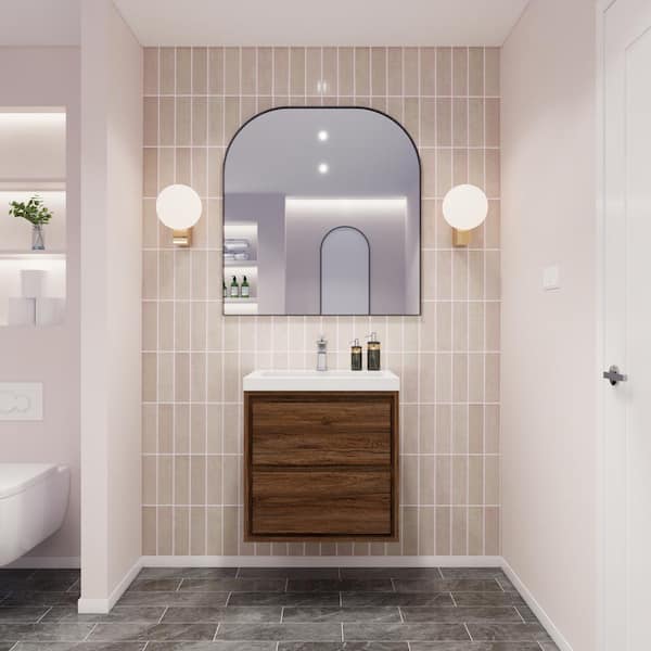 Sage 24 in. W Vanity in Rosewood with Reinforced Acrylic Vanity Top in White with White Basin