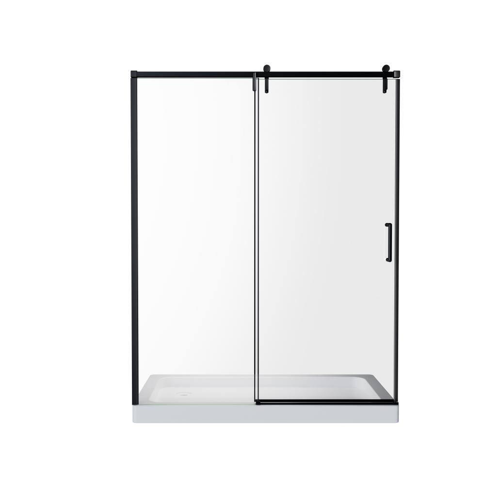 56-60 in. W x 76 in. H Sliding Glass Shower Door in Matte Black With 1/4 in. (6mm) Clear Tempered Glass price history on PriceWatchPro