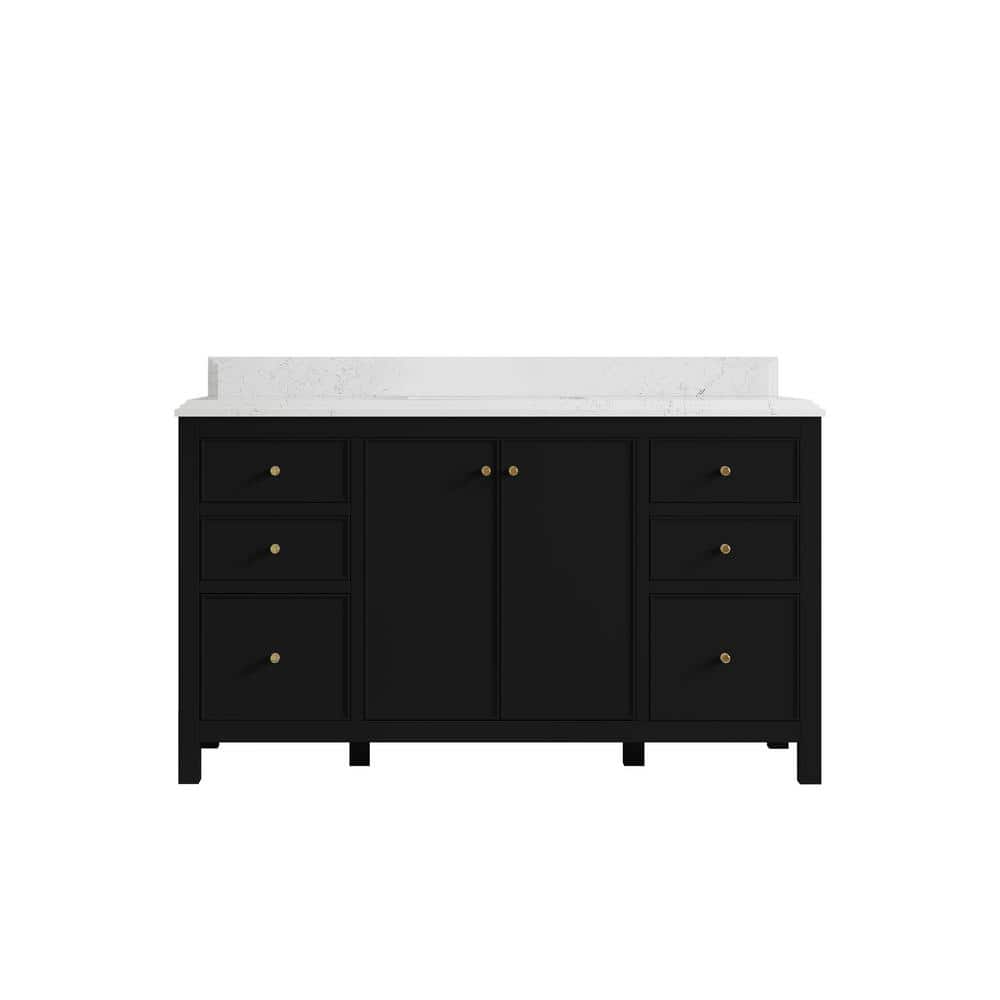 Chicago 60 in. W x 22 in. D x 36 in. H Single Sink Bath Vanity Black 1.5 in. Empire White Qt. Top price history on PriceWatchPro