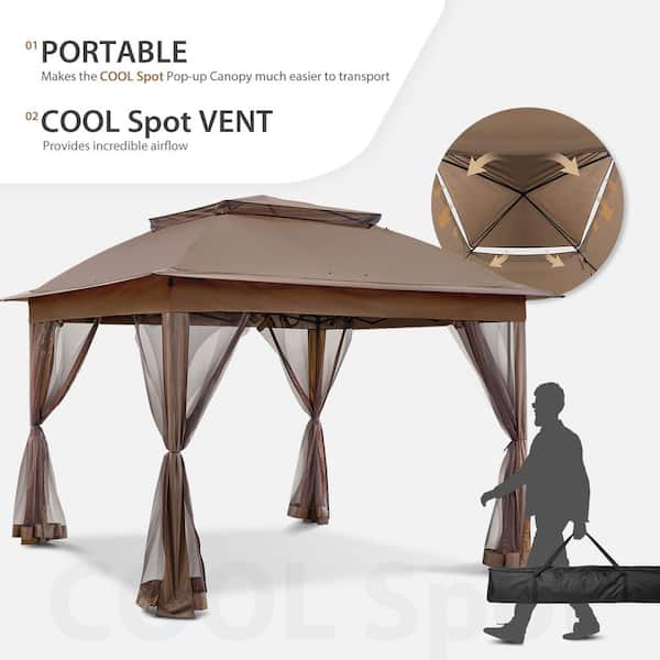 COOS BAY 11 ft. x 11 ft. Brown Steel Pop-Up Gazebo with
