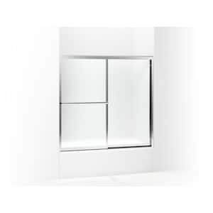 Prevail 59-3/8 in. x 56-3/8 in. Framed Sliding Bathtub Door in Silver with Handle