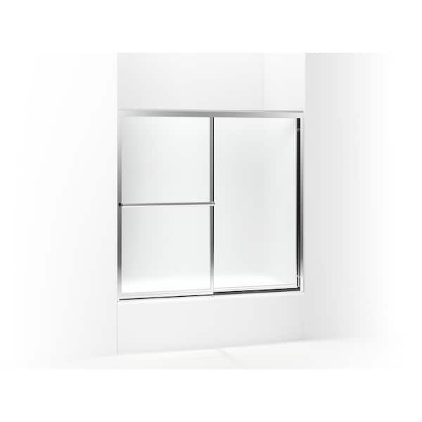 STERLING Prevail 59-3/8 in. x 56-3/8 in. Framed Sliding Bathtub Door in Silver with Handle