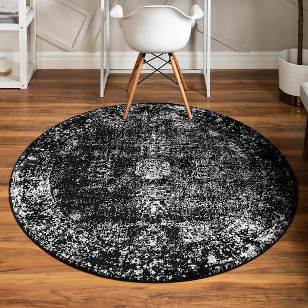 Sofia Casino Black 7 ft. 10 in. x 7 ft. 10 in. Area Rug