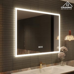 48 in. W x 36 in. H Rectangular Frameless LED Wall-Mounted Bathroom Vanity Mirror with Side Light-Emitting in Silver