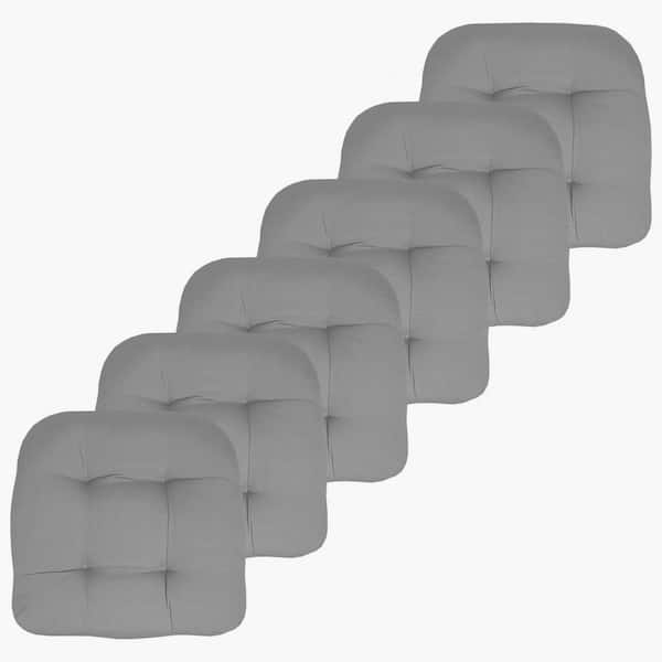 Sweet Home Collection 19 in. x 19 in. x 5 in. Solid Tufted Indoor/Outdoor Chair Cushion U-Shaped in Silver (6-Pack)
