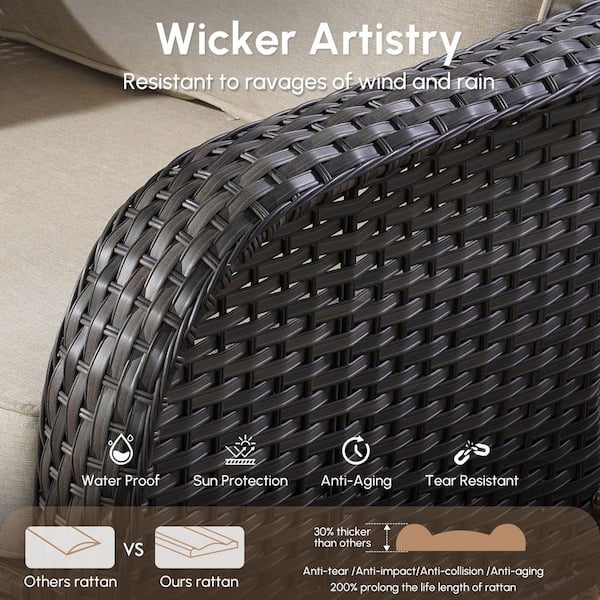XIZZI Paradise 8 Pieces Wicker Outdoor Patio and Swivel Rocking