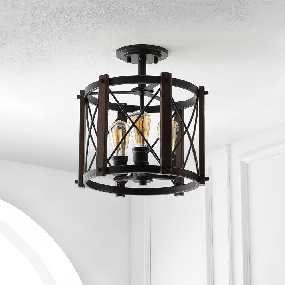 Ferme 14" 3-Light Oil Rubbed Bronze Farmhouse Flush Mount