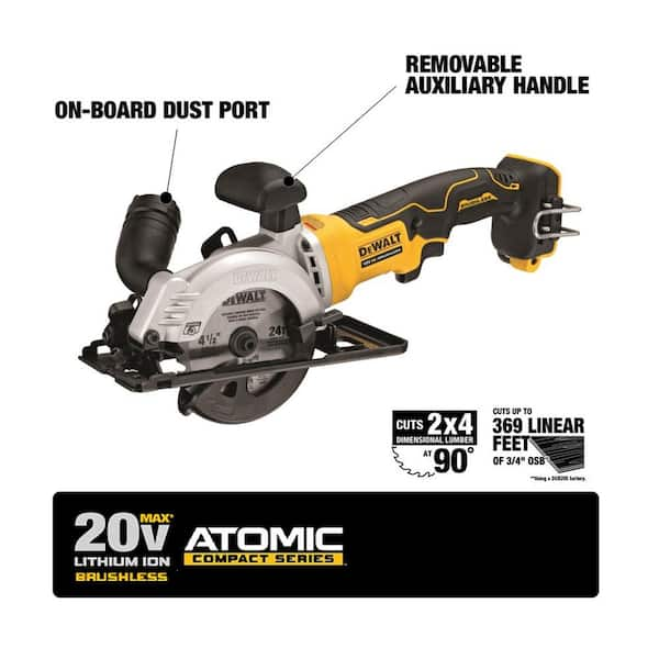 ATOMIC 20V MAX Cordless Brushless 4-1/2 in. Circular Saw, (1) 20V 3.0Ah Battery, and Charger